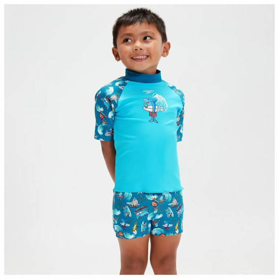 Speedo Βρεφικό σετ κολύμβησης Short Sleeve Printed Rash Top Set